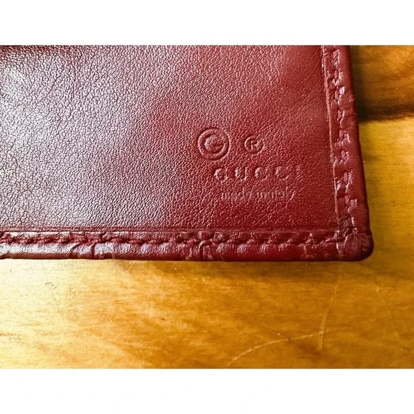 Auth Gucci Wallet Micro Guccissima Continental Flap Leather Wallet 449396 Red - Picture 9 of 16